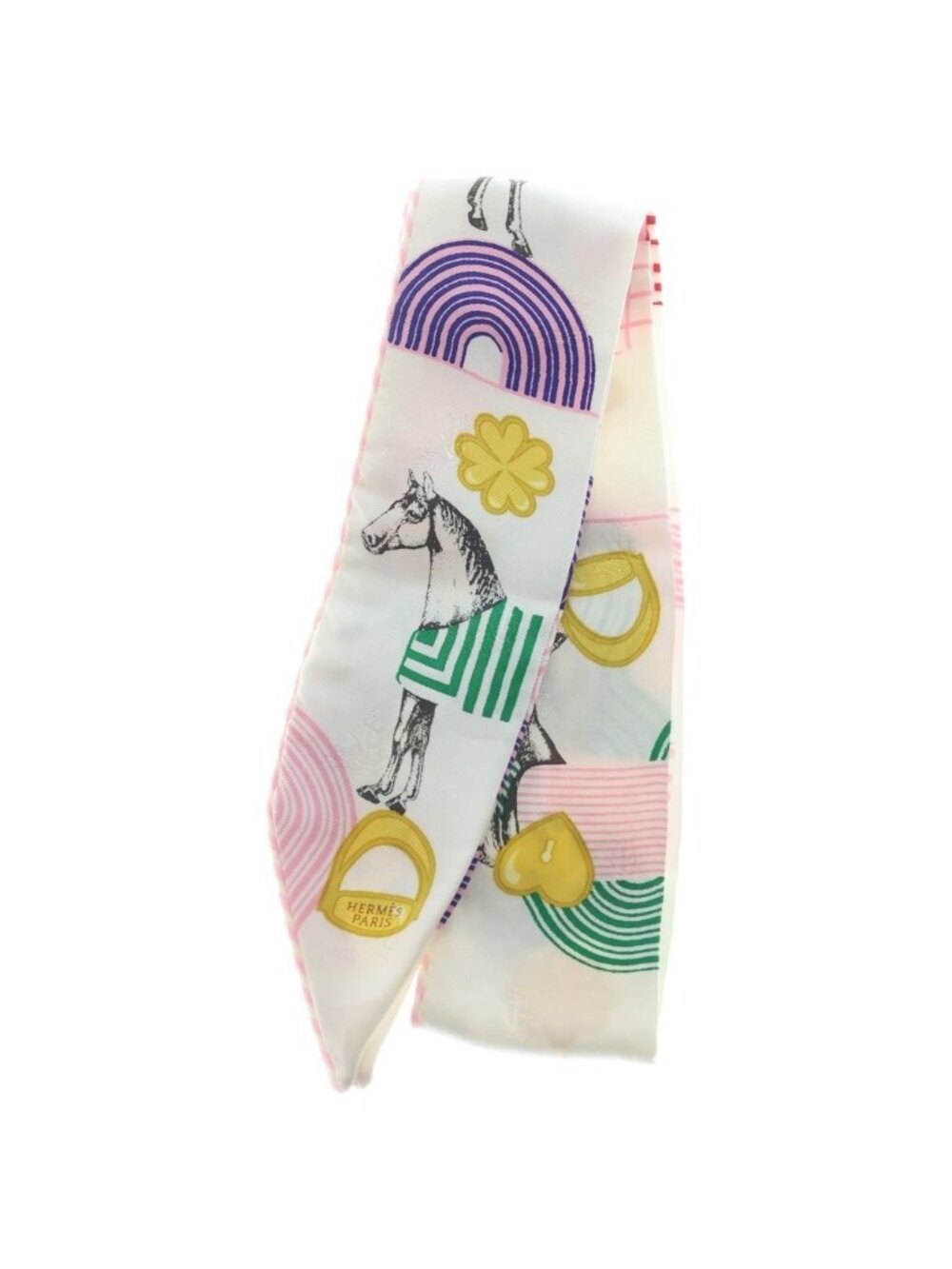 Hermes Twilly Garde Robe Pop Rose Pop Scarf Silk White Pink